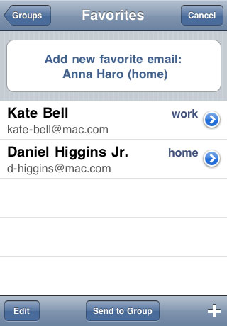 Adding a contact to the Favorites list