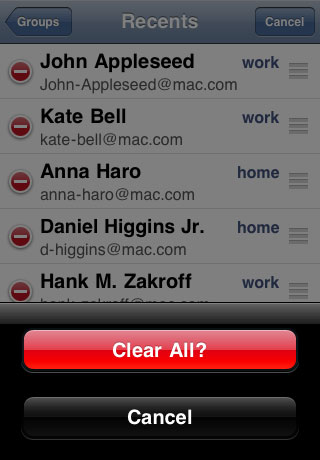Delete all or a particular Recent item