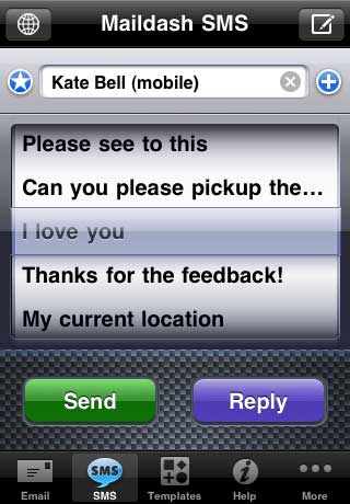Maildash also sends quick SMS Text messages