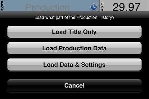 Loading Production data from saved History