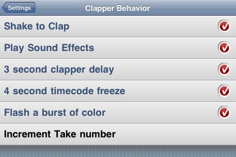 Setting Clapperboard behavior
